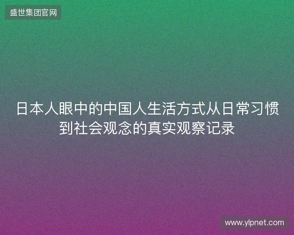 日本人眼中的中国人生活方式从日常习惯到社会观念的真实观察记录